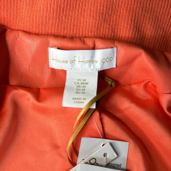 NWT - House of Harlow 1960 Coral Soft Leather Bomber Jacket - Size Medium - Picture 5 of 5
